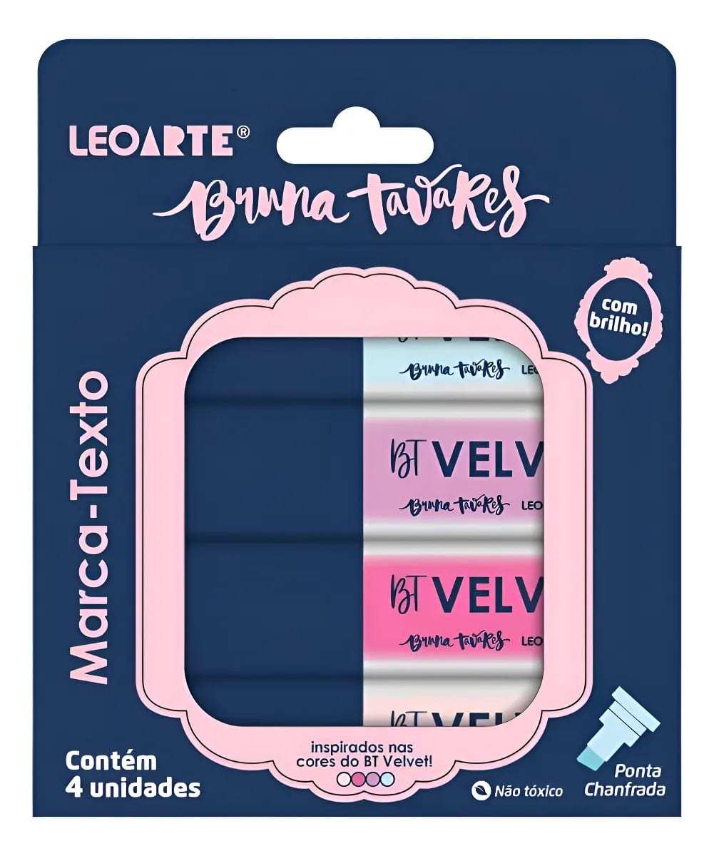 MARCA TEXTO VELVET C/BRILHO 4 CORES BRUNA TAVARES - BY LEOARTE - Imagem 1