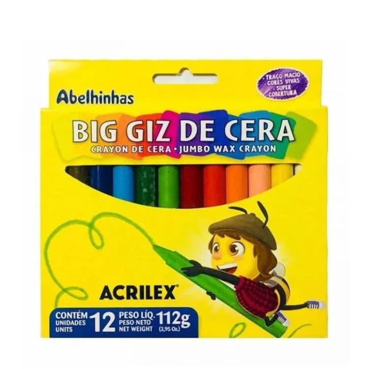 GIZ DE CERA BIG 12 CORES - ACRILEX - Imagem 1