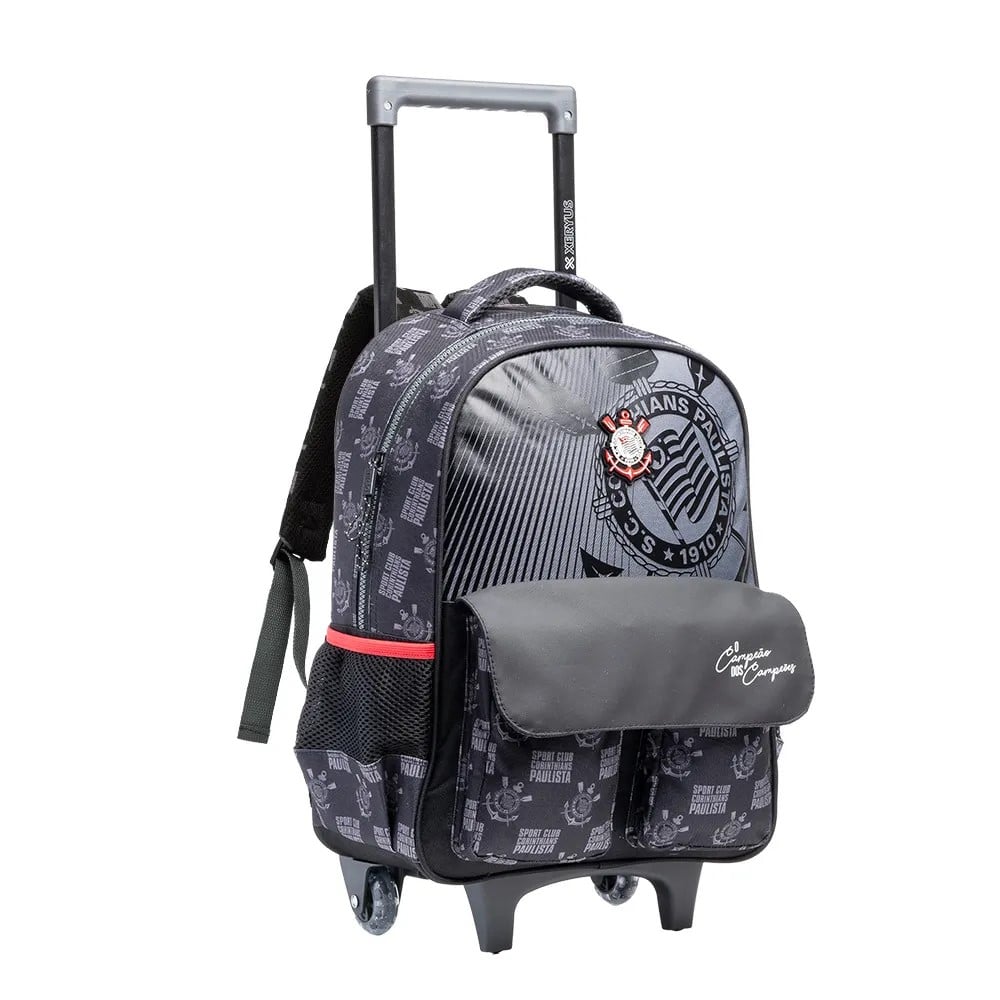 MOCHILA ESCOLAR OFICIAL CORINTHIANS | RODINHAS E ALÇAS ACOLCHOADAS | XERYUS - Imagem 1