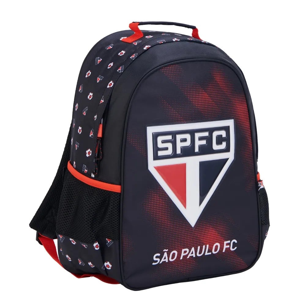 MOCHILA ESCOLAR SÃO PAULO FC BRASÃO OFICIAL | ESPAÇOSA | BOLSOS LATERIAS | COM ALÇAS MACIAS - XERYUS - Imagem 1
