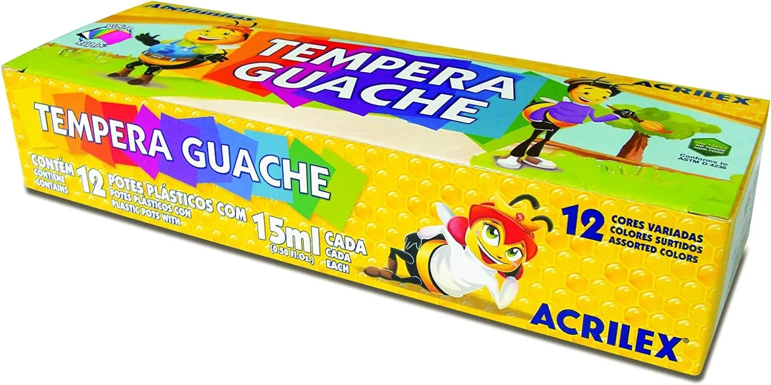 TINTA GUACHE 12 CORES | MULTIUSO - ACRILEX - Imagem 1