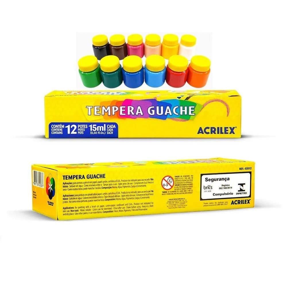 TINTA GUACHE 12 CORES | MULTIUSO - ACRILEX - Imagem 2